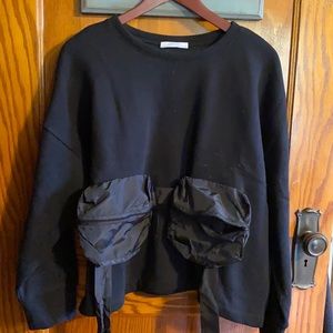 Zara Crew Neck Sweater with front pouches.